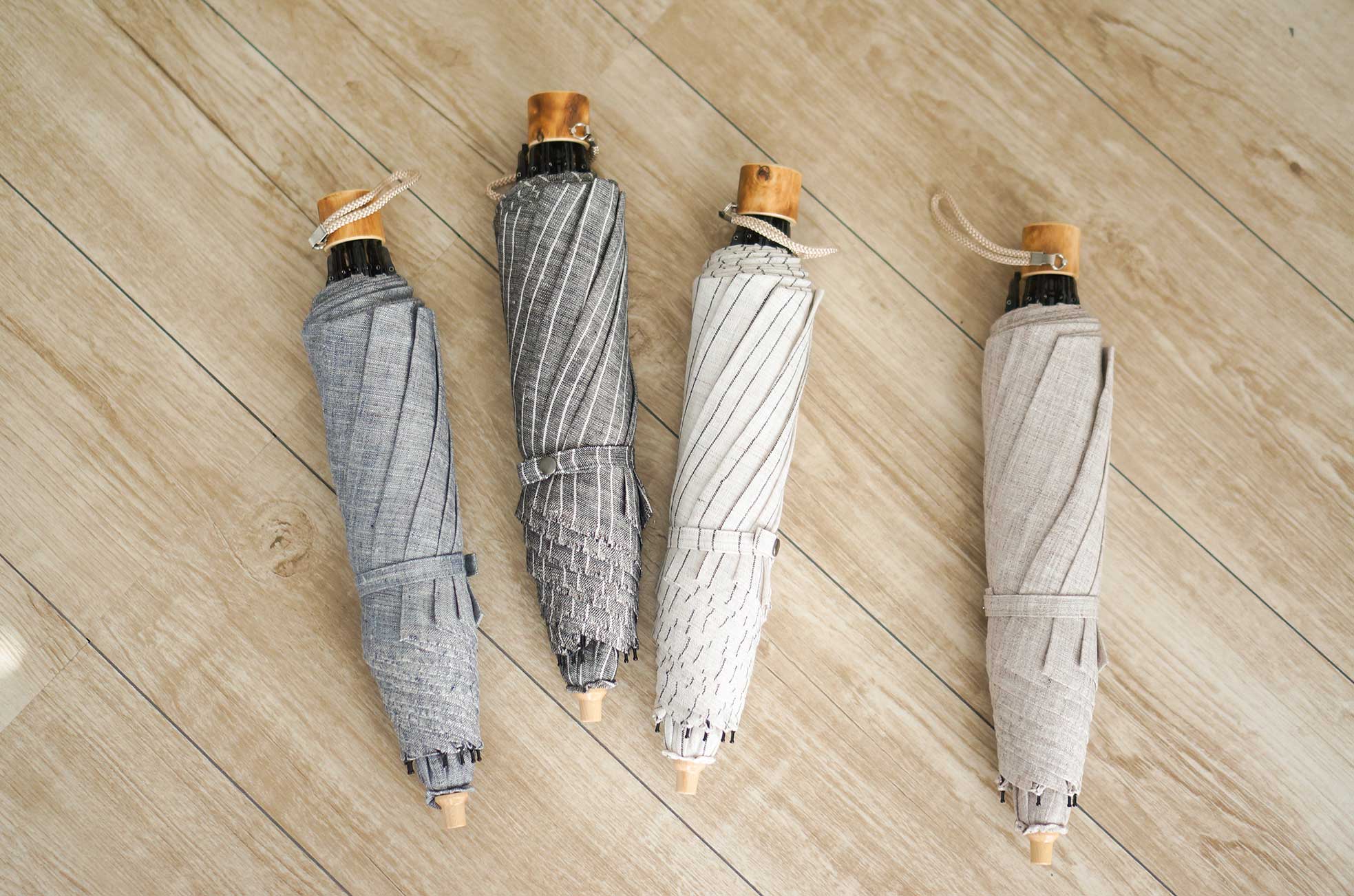 折りたたみ傘 メンズ 日傘 希少な小幅のシャトル織機で織り上げた織物