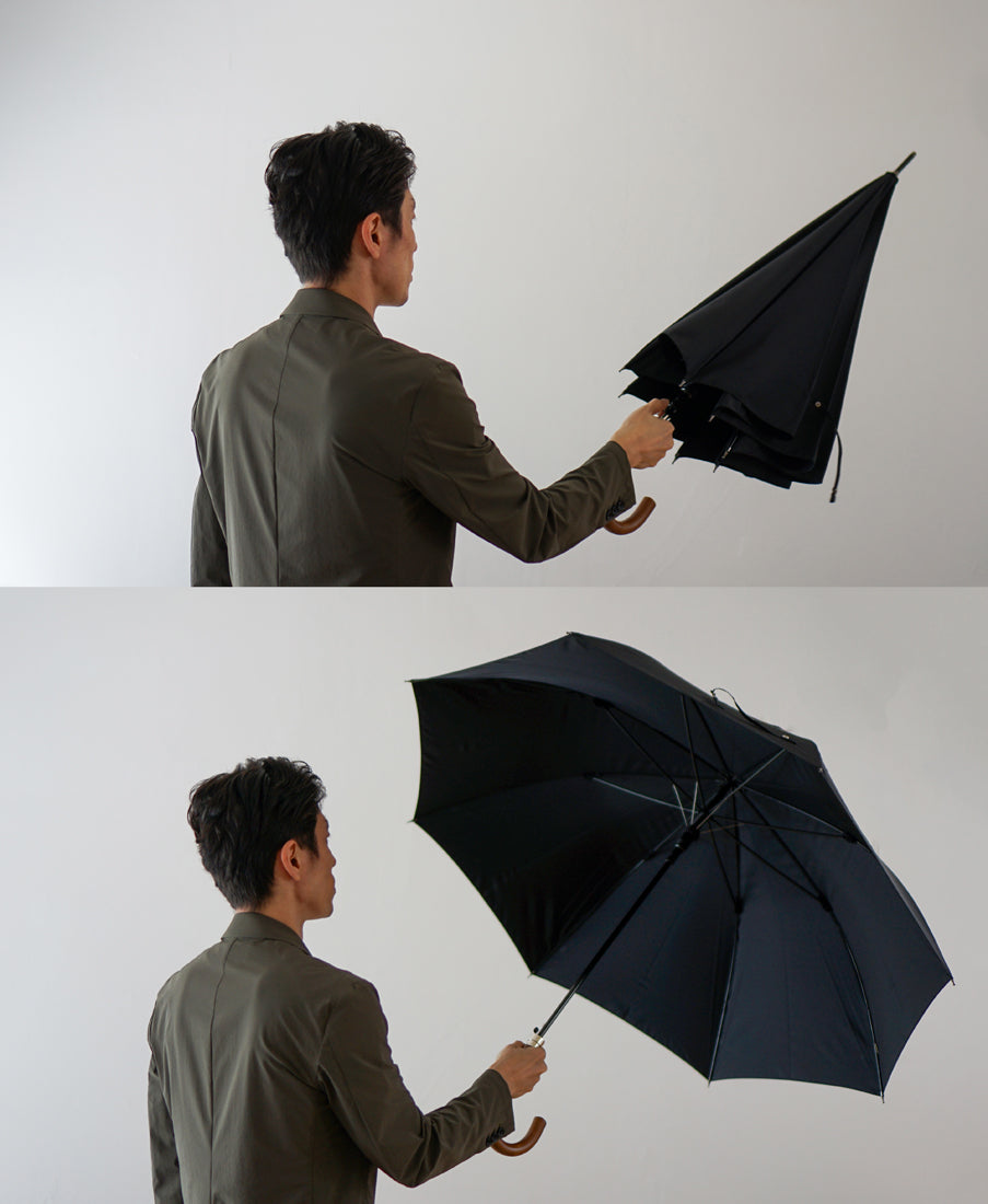 長傘 メンズ 雨傘 荷物の多い時でも快適なワンタッチ