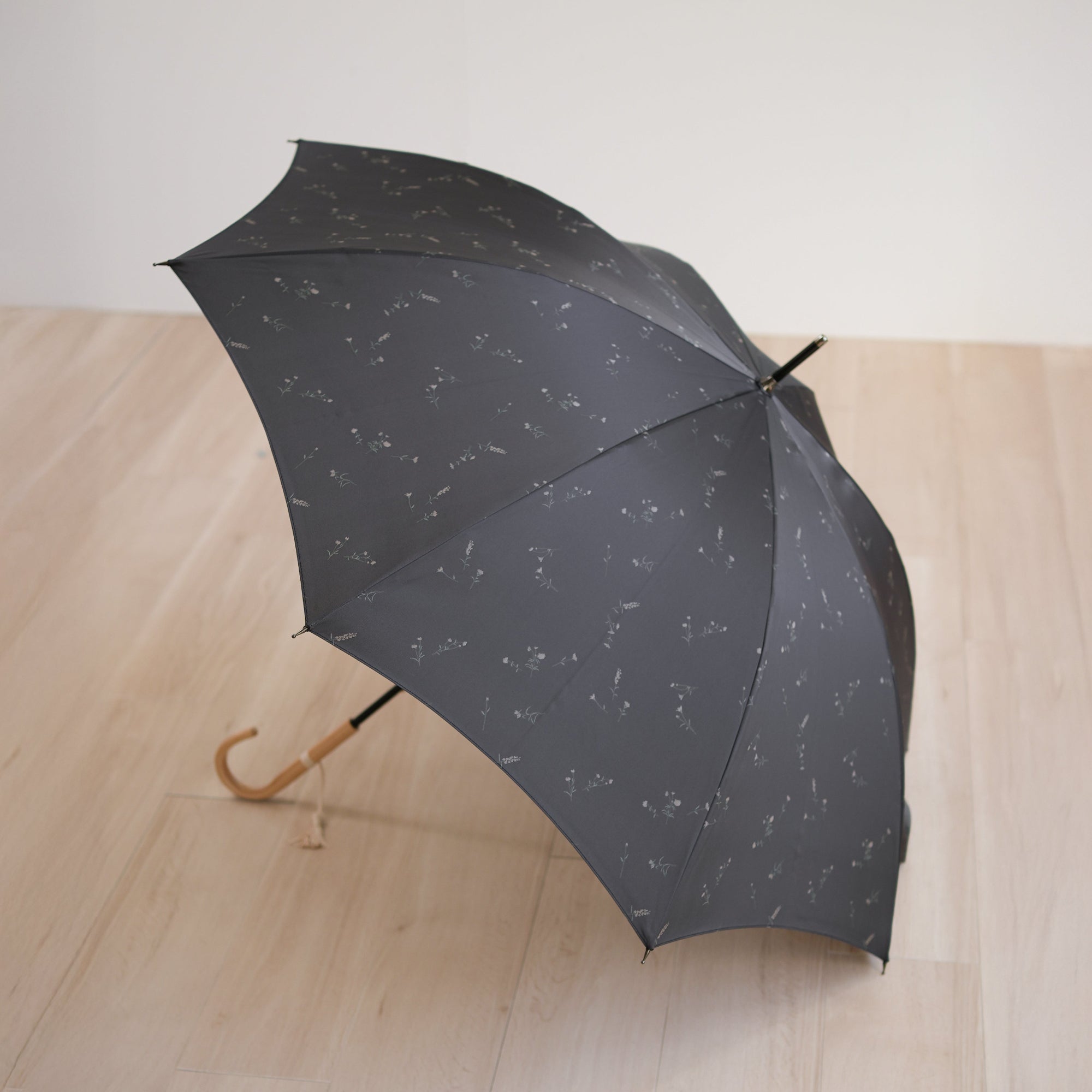 長傘 レディース 雨傘 UV 甲州織 カーボン骨 小宮商店 Bloom チャコール