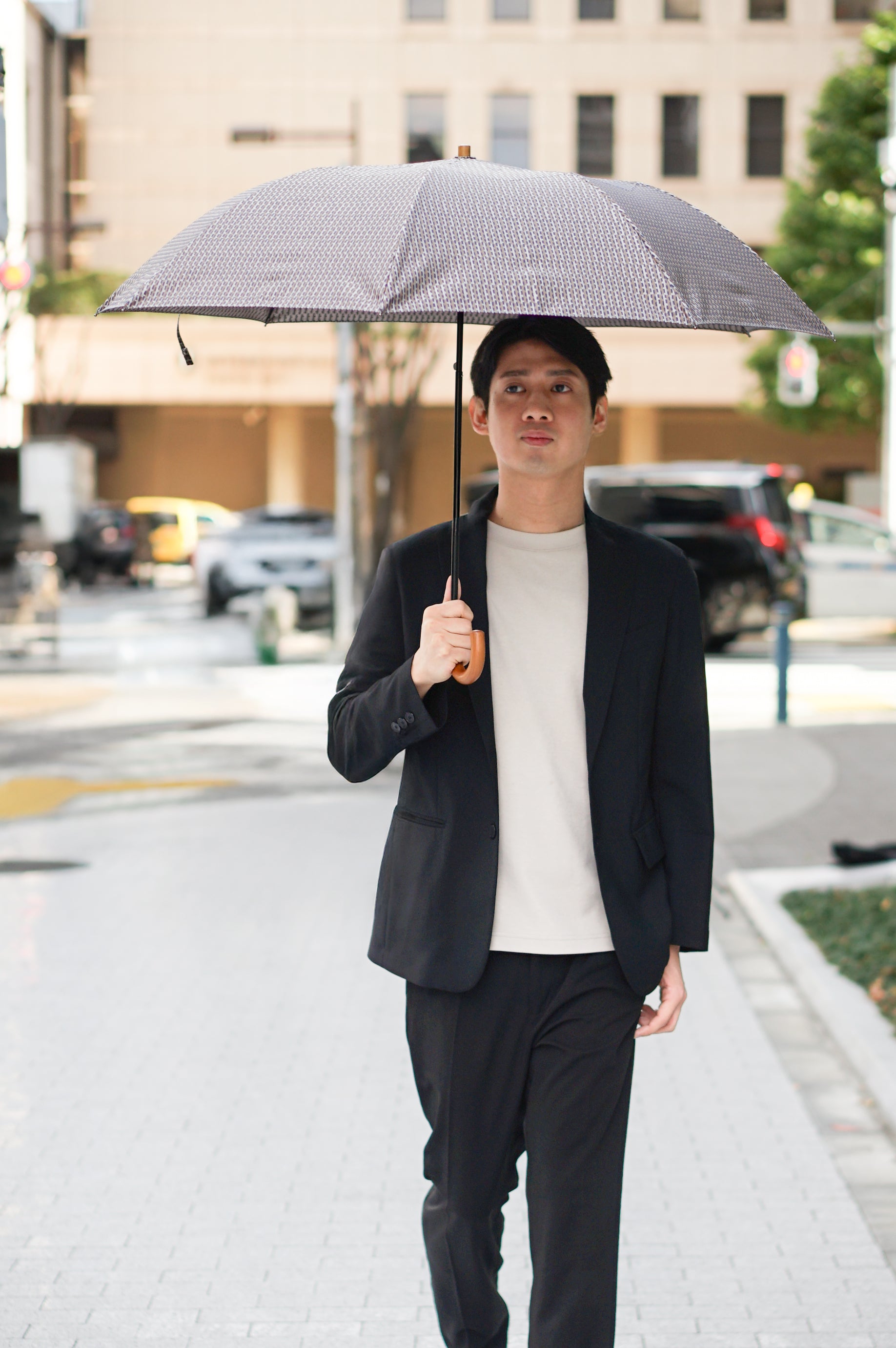 折りたたみ傘 レディース 雨傘 「榛原(はいばら)」千代紙の伝統的な図案「組木(くみき)」