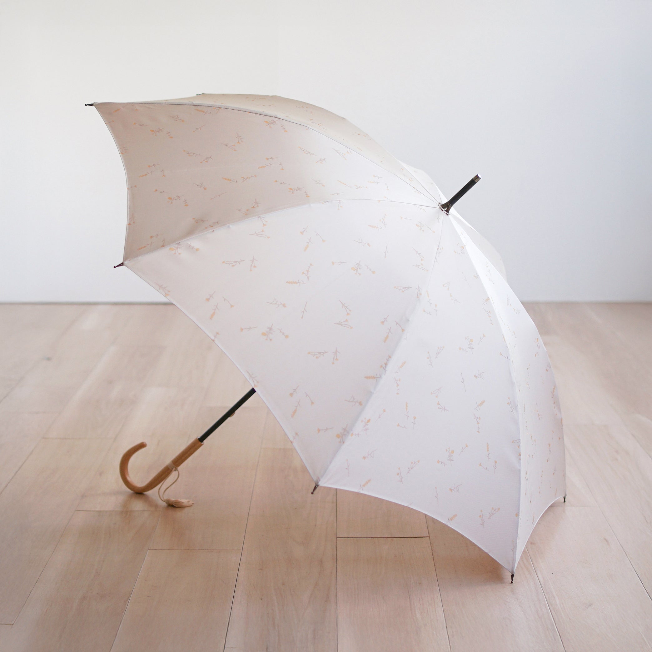 長傘 レディース 雨傘 UV 甲州織 カーボン骨 小宮商店 Bloom アイボリー
