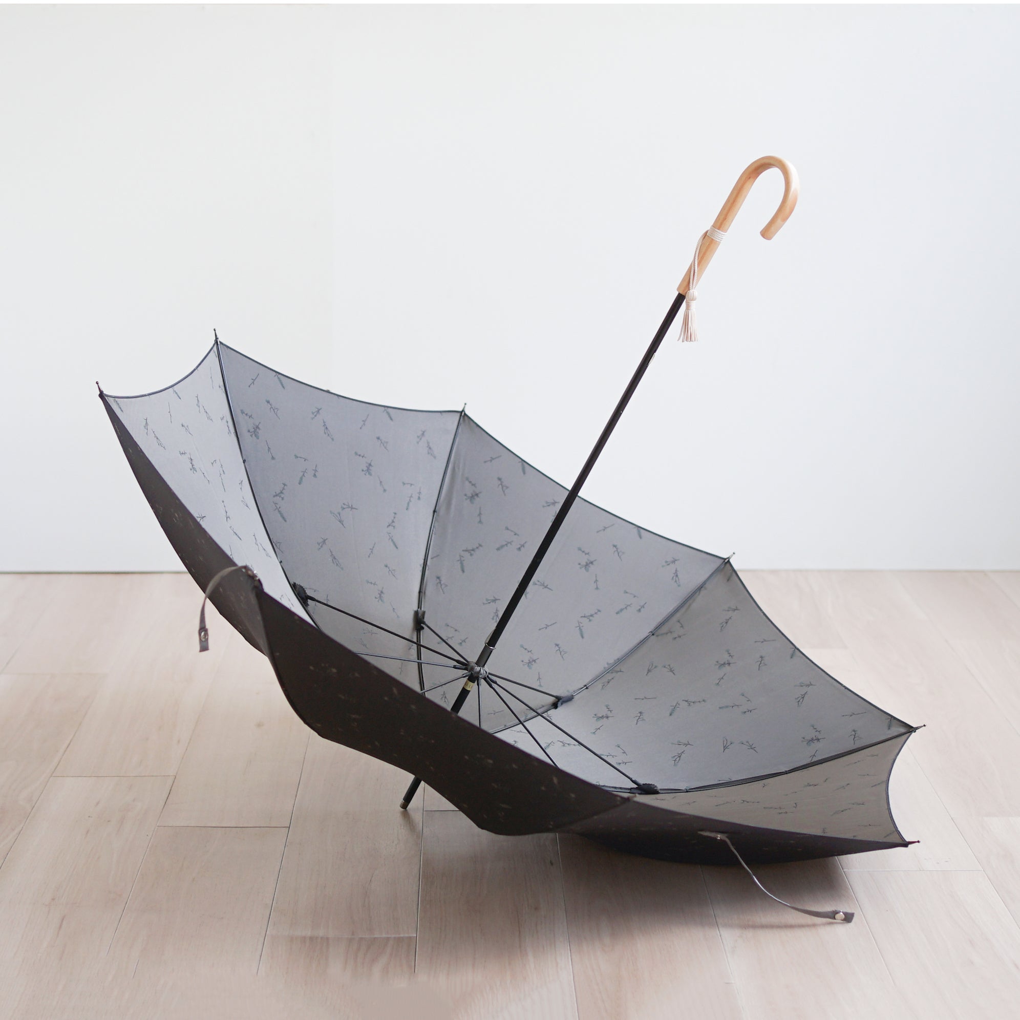 長傘 レディース 雨傘 UV 甲州織 カーボン骨 小宮商店 Bloom チャコール