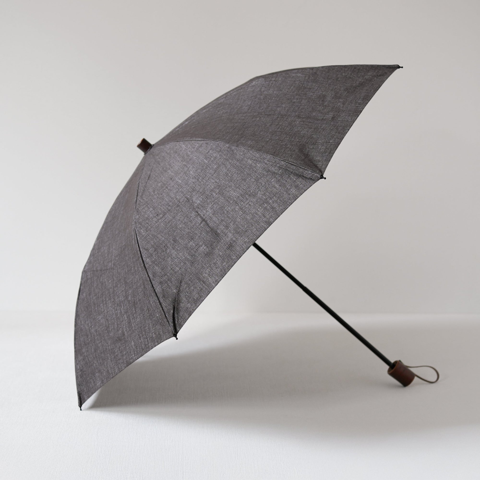 折りたたみ傘 レディース 天然繊維の日傘 2段折り 小宮商店 Breeze Linen ダークブラウン