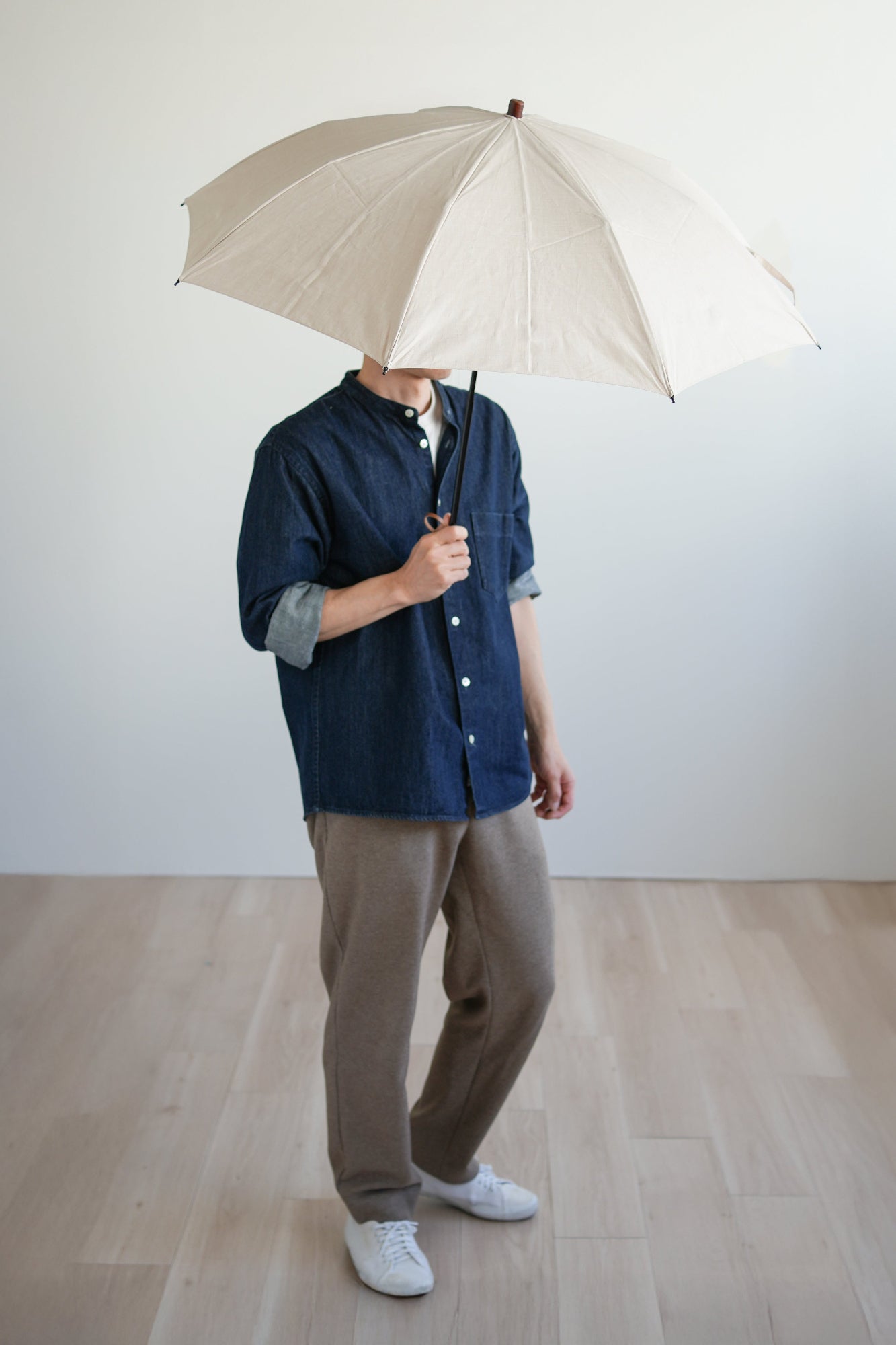 折りたたみ傘 レディース 天然繊維の日傘 UVカット率99%以上、遮熱率40%以上のリネン