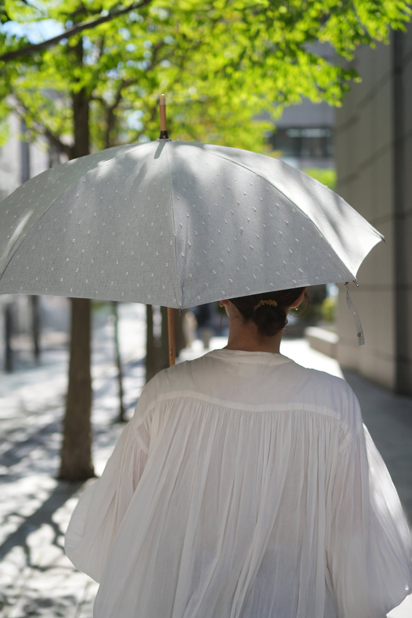 長傘 レディース 日傘・晴雨兼用傘 染料を使用しないオーガニックコットン100%のカットドビー