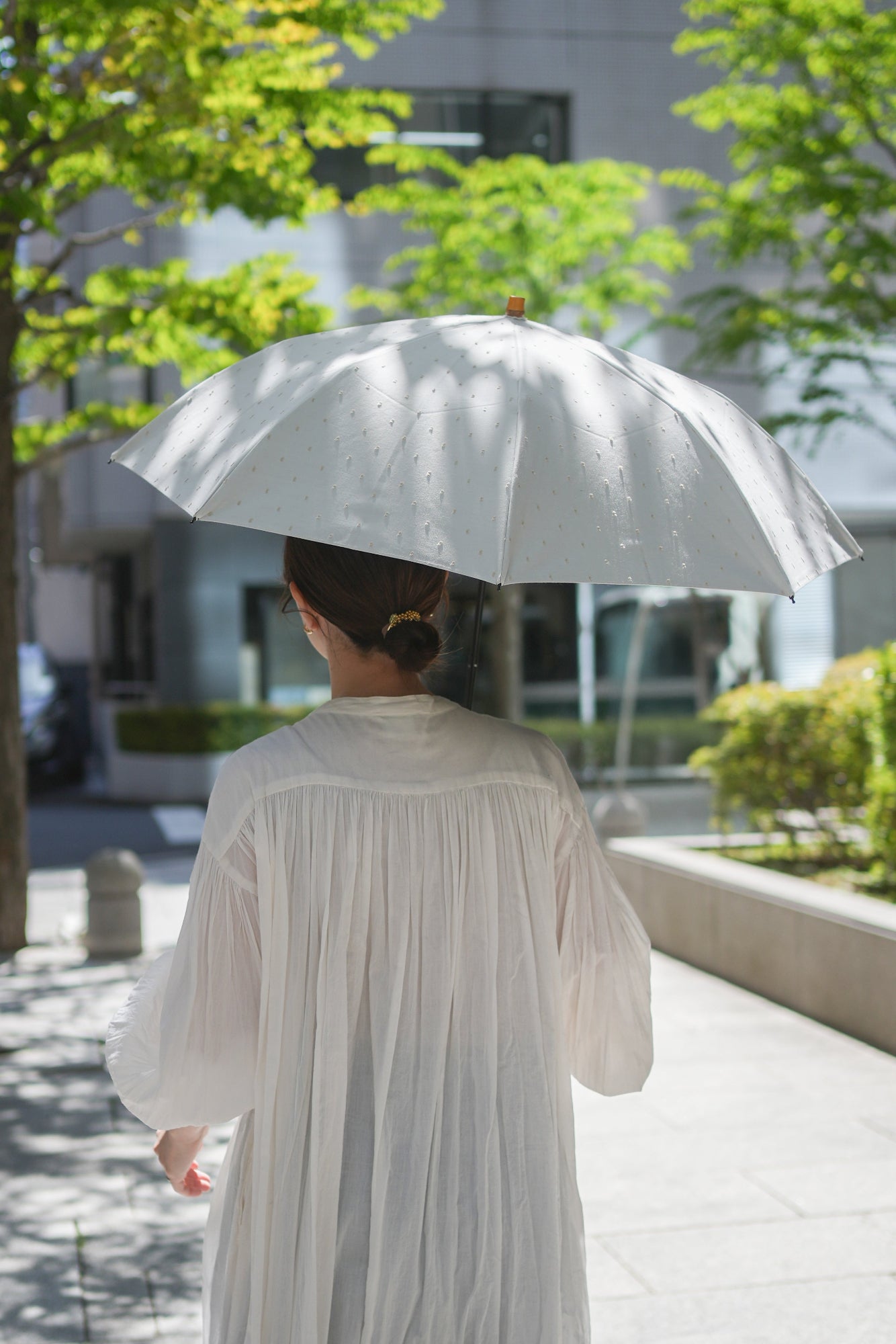 折りたたみ傘 レディース 晴雨兼用傘 染料を使用しないオーガニックコットン100%のカットドビー