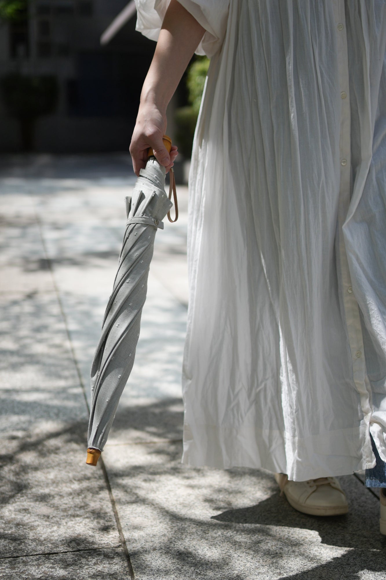 折りたたみ傘 レディース 晴雨兼用傘 染料を使用しないオーガニックコットン100%のカットドビー