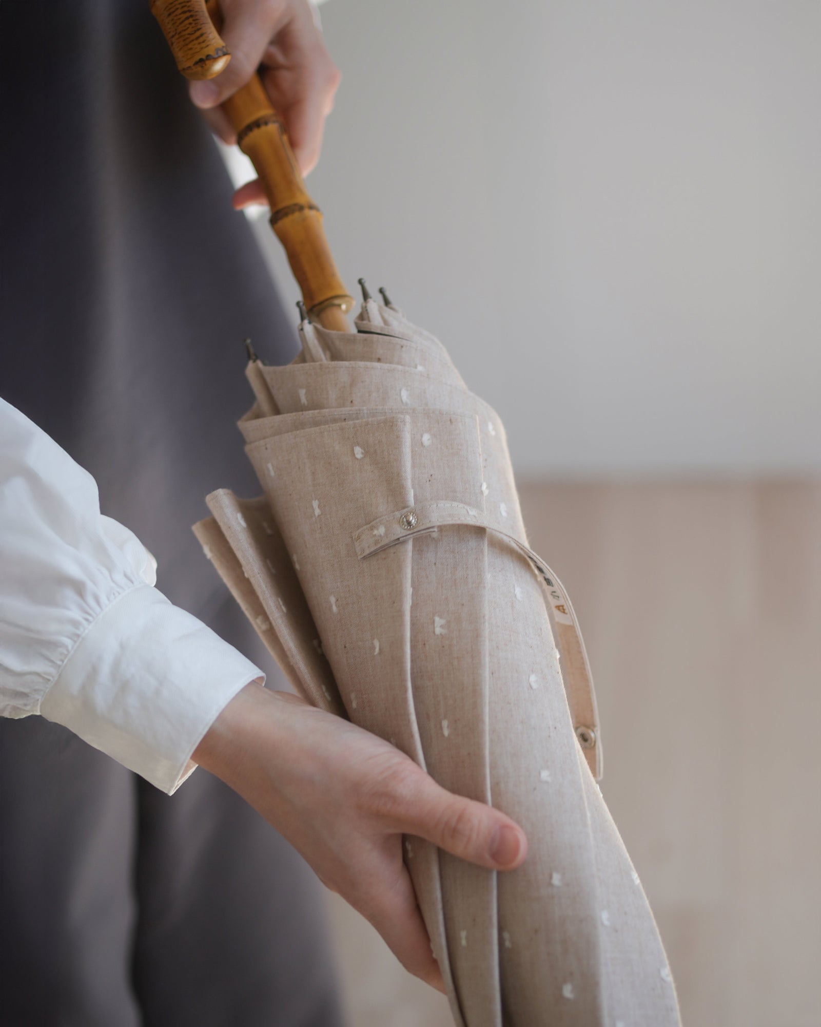 長傘 レディース 日傘・晴雨兼用傘 染料を使用しないオーガニックコットン100%のカットドビー