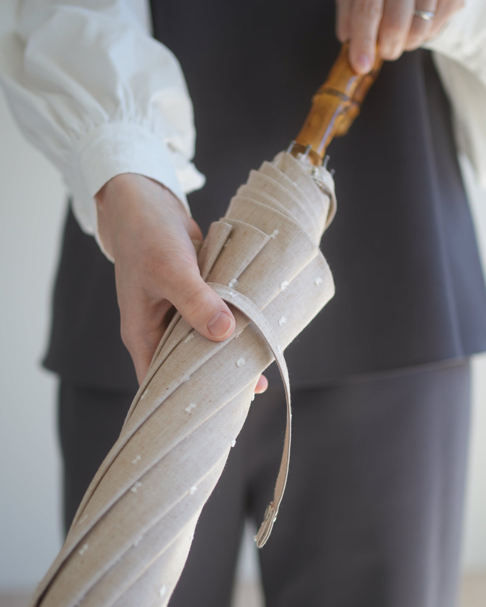 長傘 レディース 日傘・晴雨兼用傘 染料を使用しないオーガニックコットン100%のカットドビー