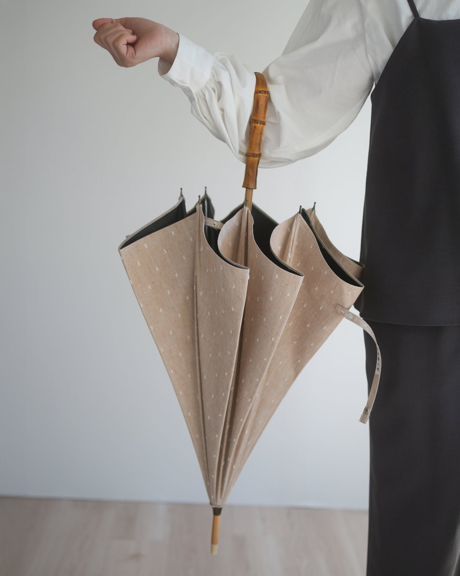 長傘 レディース 日傘・晴雨兼用傘 染料を使用しないオーガニックコットン100%のカットドビー