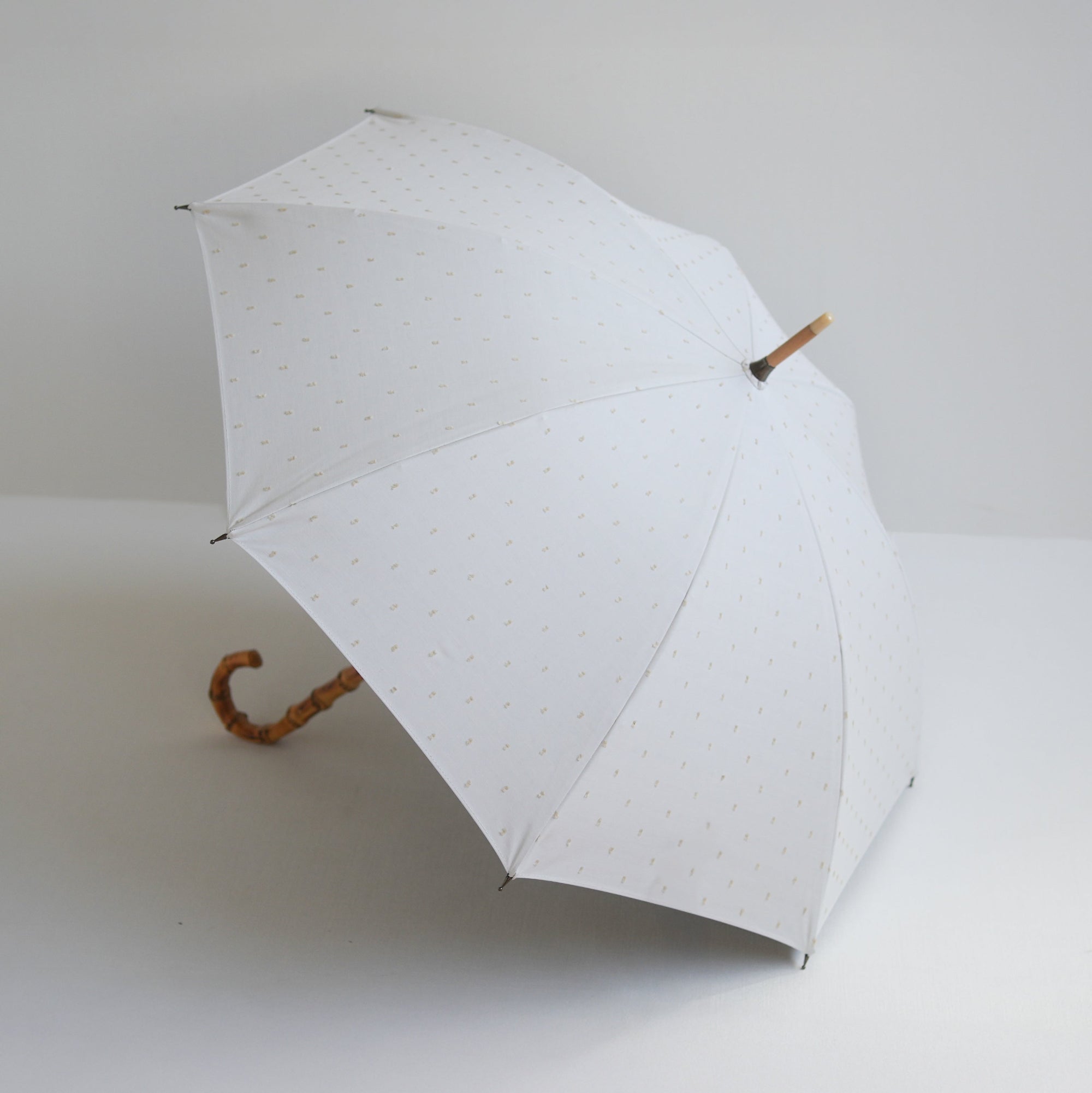 長傘 レディース 日傘・晴雨兼用傘 遮光・遮熱 木製シャフト 小宮商店 Fringe Dot Shade オフホワイト
