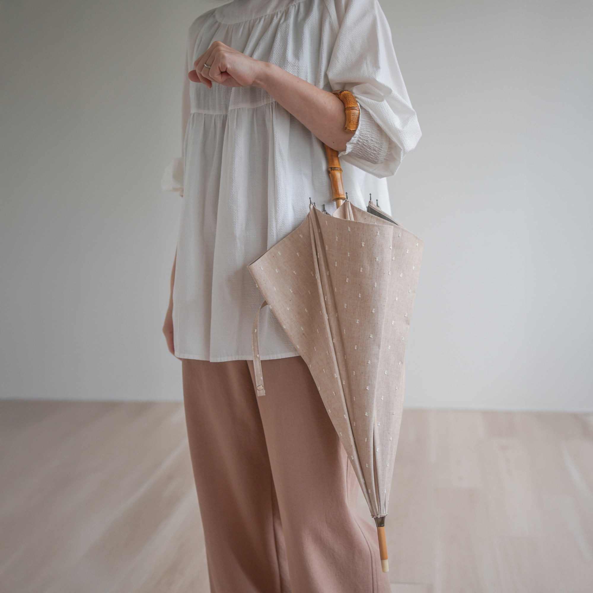 長傘 レディース 日傘・晴雨兼用傘 染料を使用しないオーガニックコットン100%のカットドビー