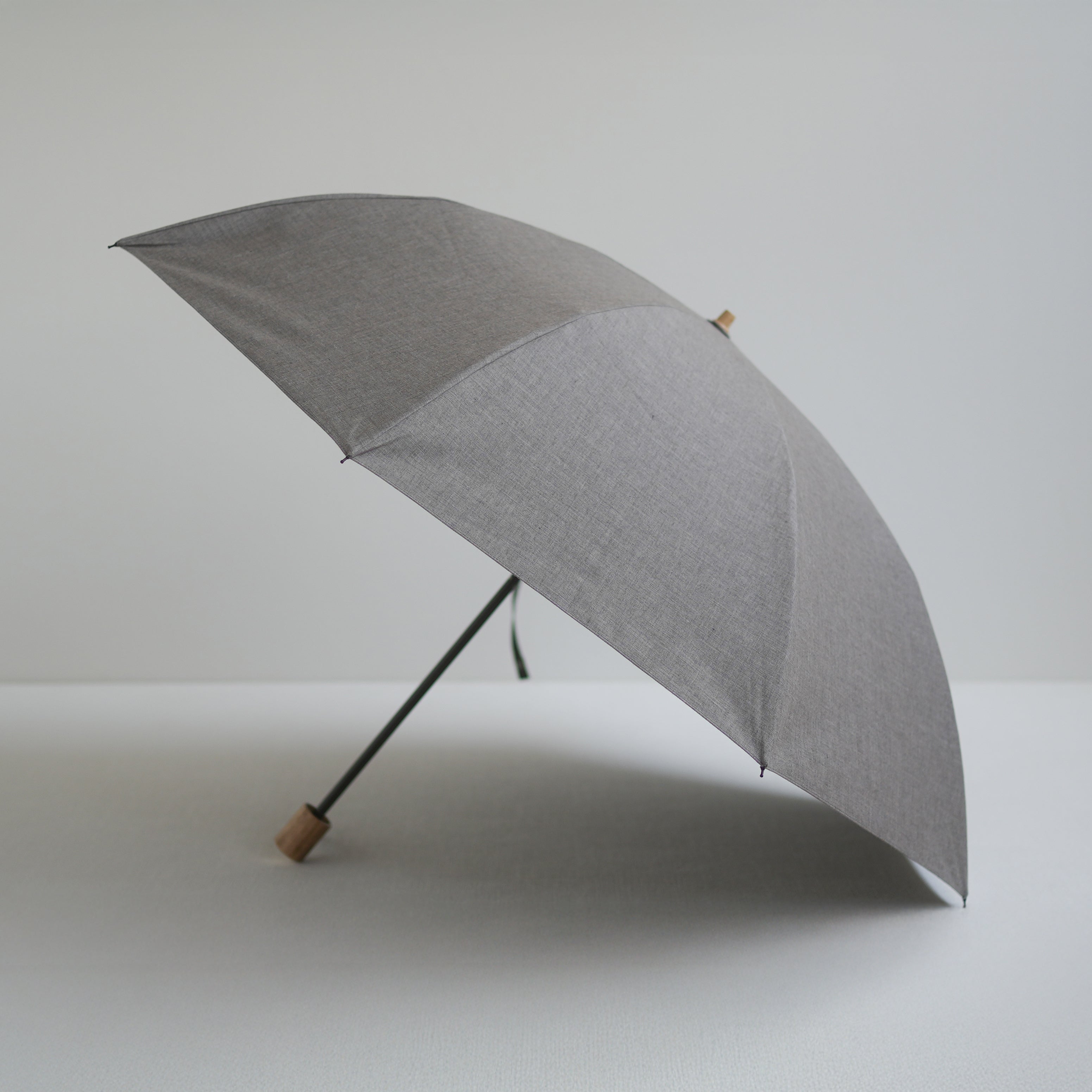 折りたたみ傘 メンズ 晴雨兼用傘 遮光・遮熱 2段折り 小宮商店 Chambray Shade グレーブラウン