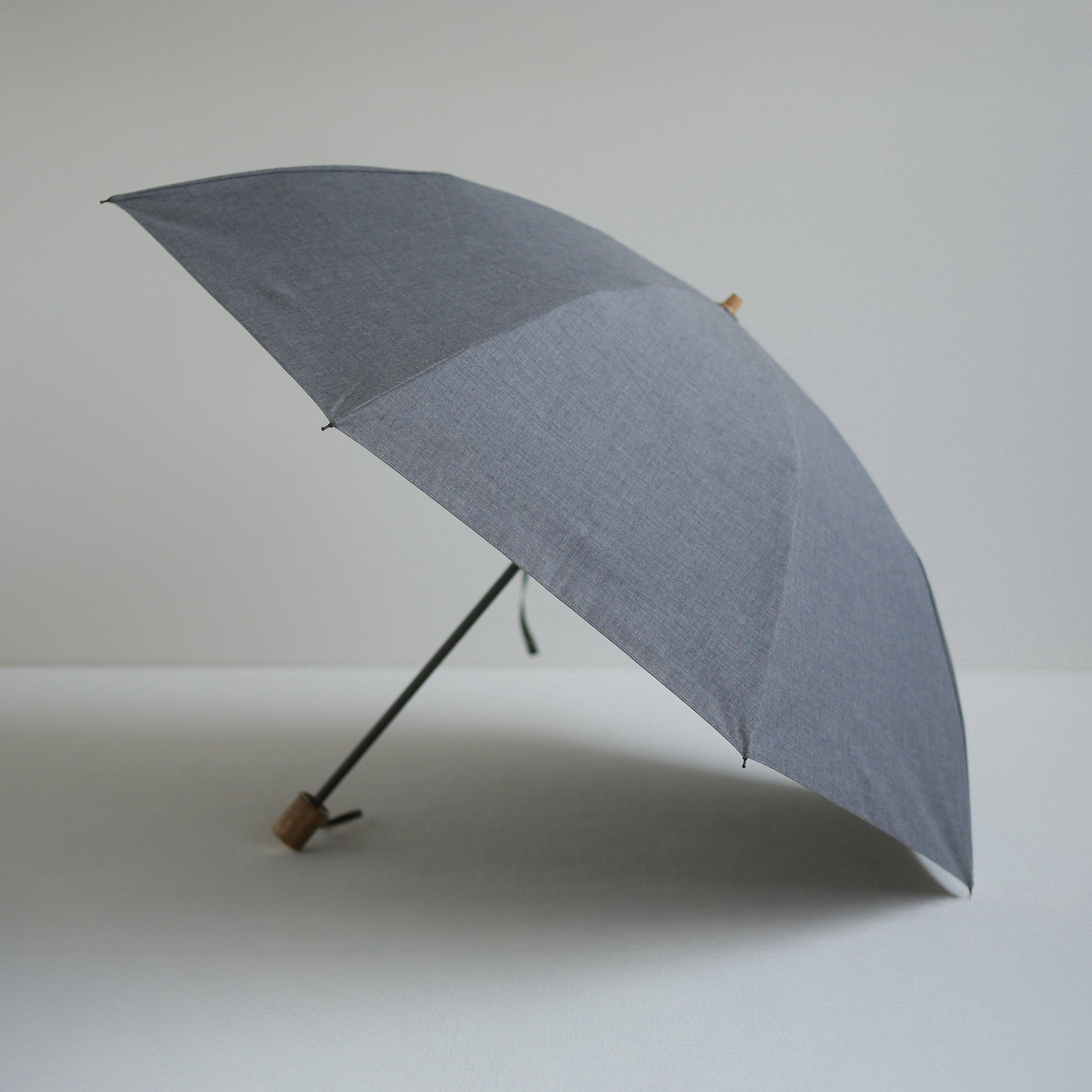 折りたたみ傘 メンズ 晴雨兼用傘 遮光・遮熱 2段折り 小宮商店 Chambray Shade ネイビーグレー