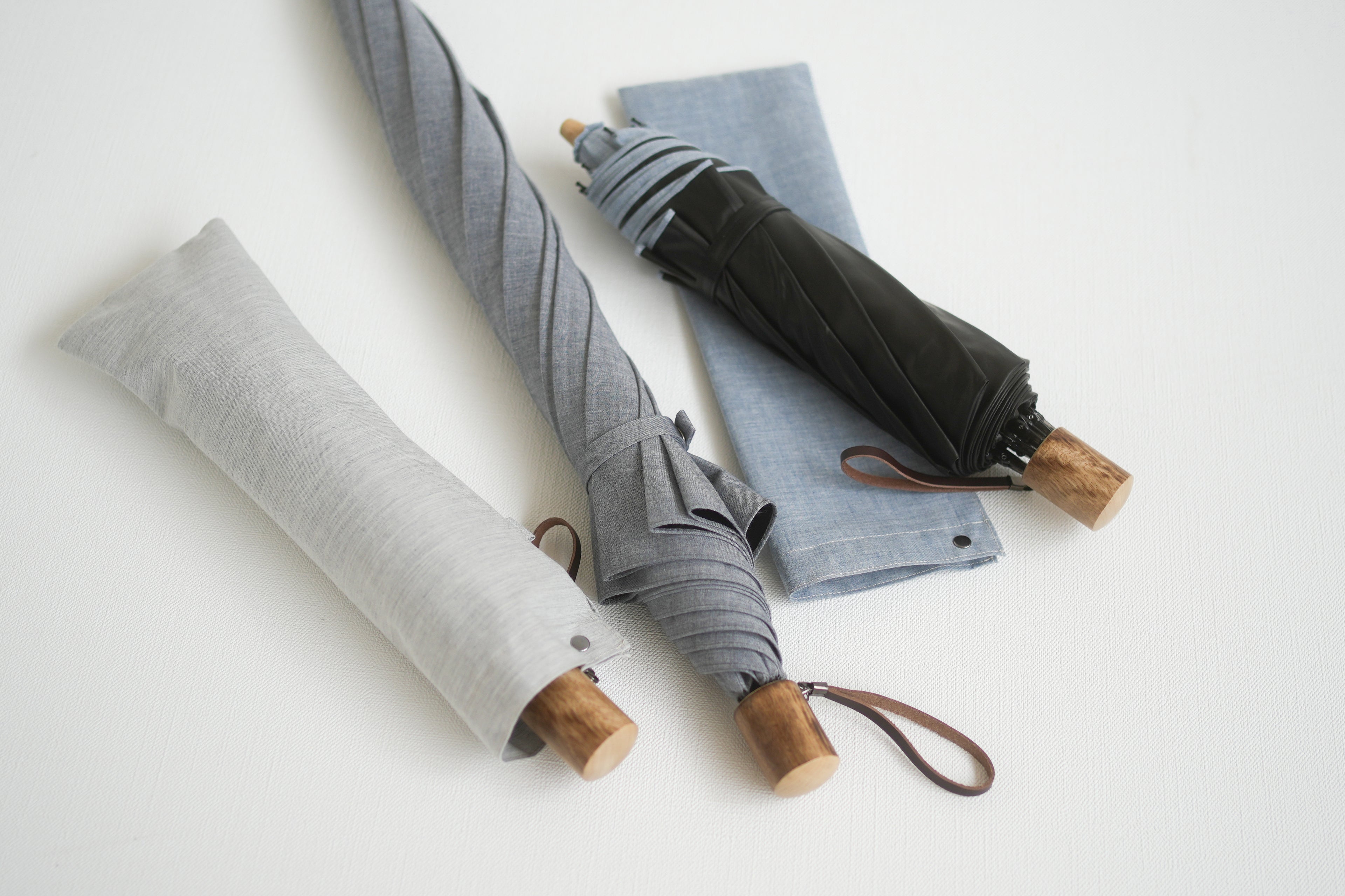 折りたたみ傘 メンズ 晴雨兼用傘 シャンブレーシャツのようなおしゃれさと、猛暑でも涼しい機能性