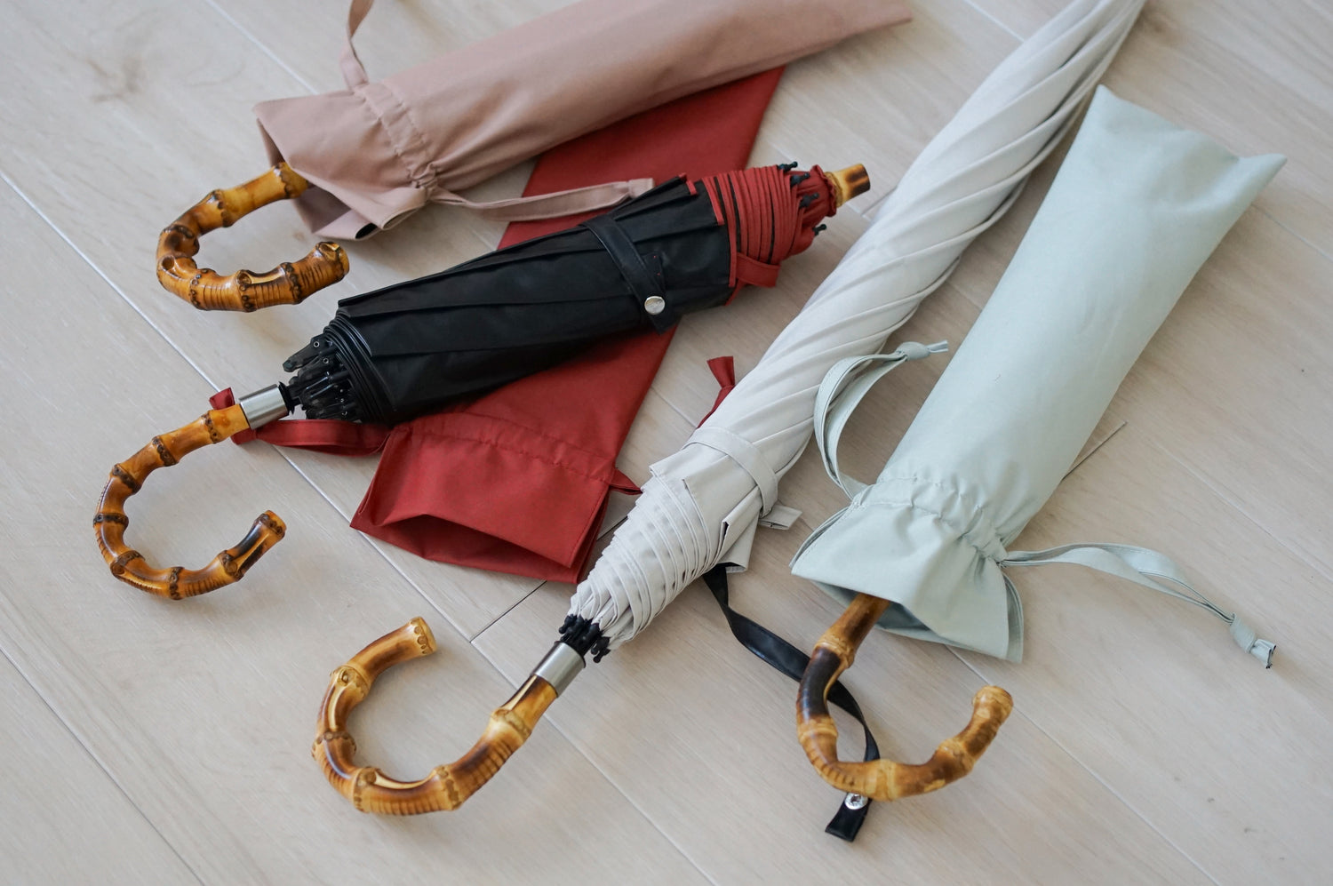 折りたたみ傘 レディース 日傘・晴雨兼用傘 おしゃれで持ちやすい竹の曲がりハンドルで 機能性も抜群