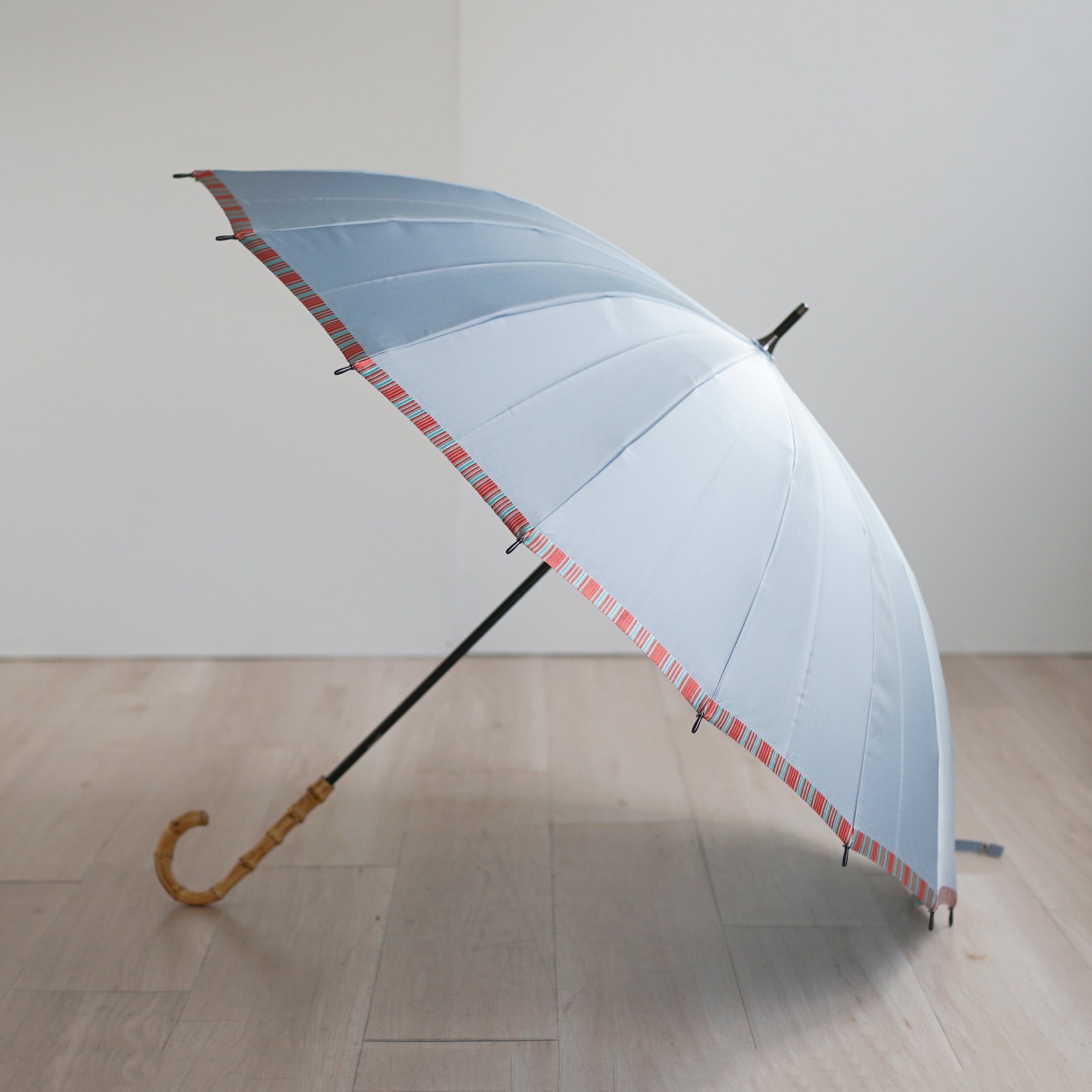 長傘 レディース 雨晴兼用傘 甲州織 カーボン骨 軽量 小宮商店 あおい ミストブルー