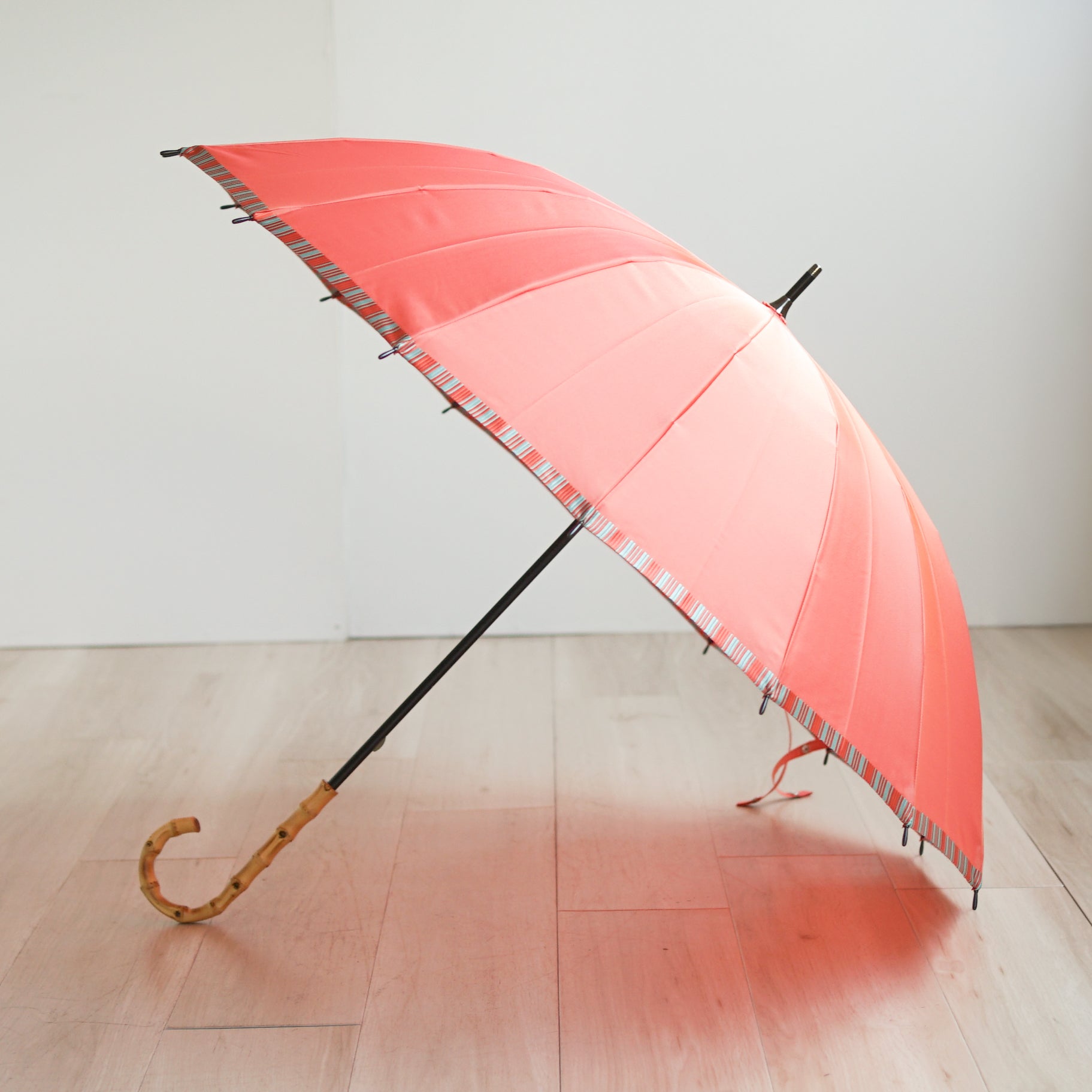 長傘 レディース 雨晴兼用傘 甲州織 カーボン骨 軽量 小宮商店 あおい アプリコットピンク