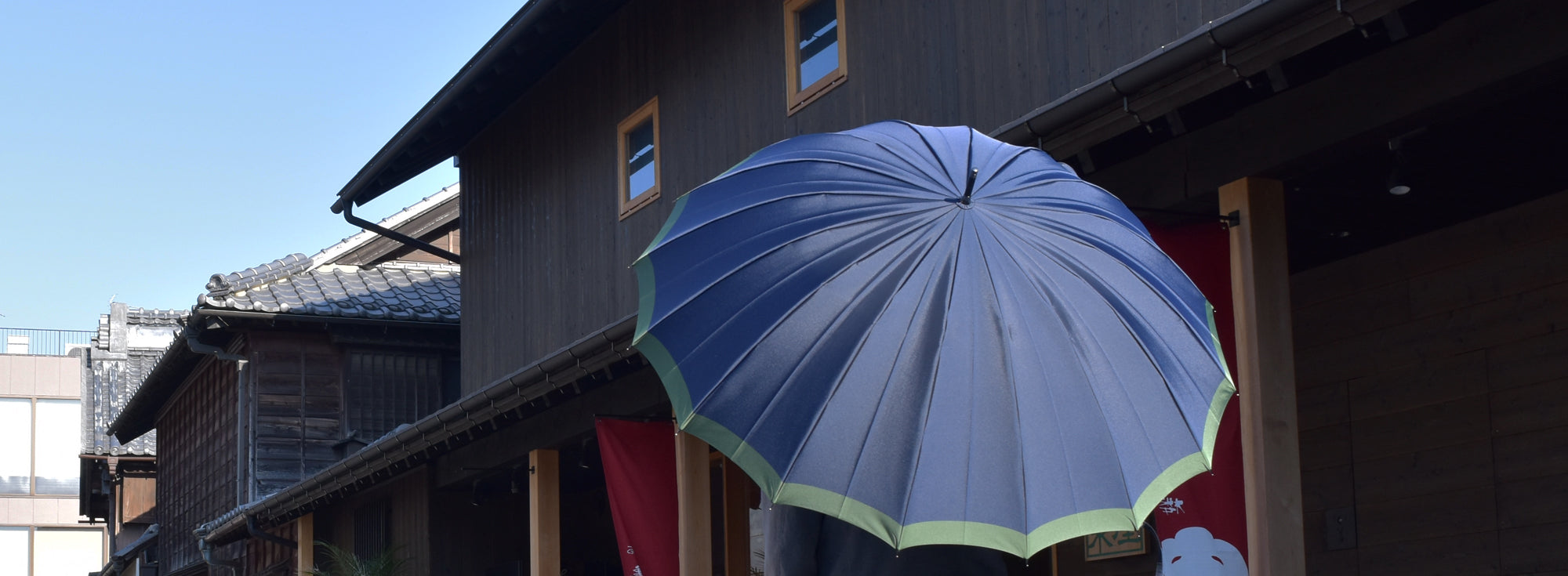 長傘 メンズ 雨傘 希少な小幅のシャトル織機で織り上げた織物