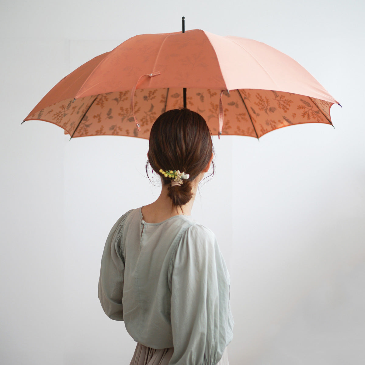 長傘 レディース 雨傘 まるで花束のような、裏ほぐし織の傘