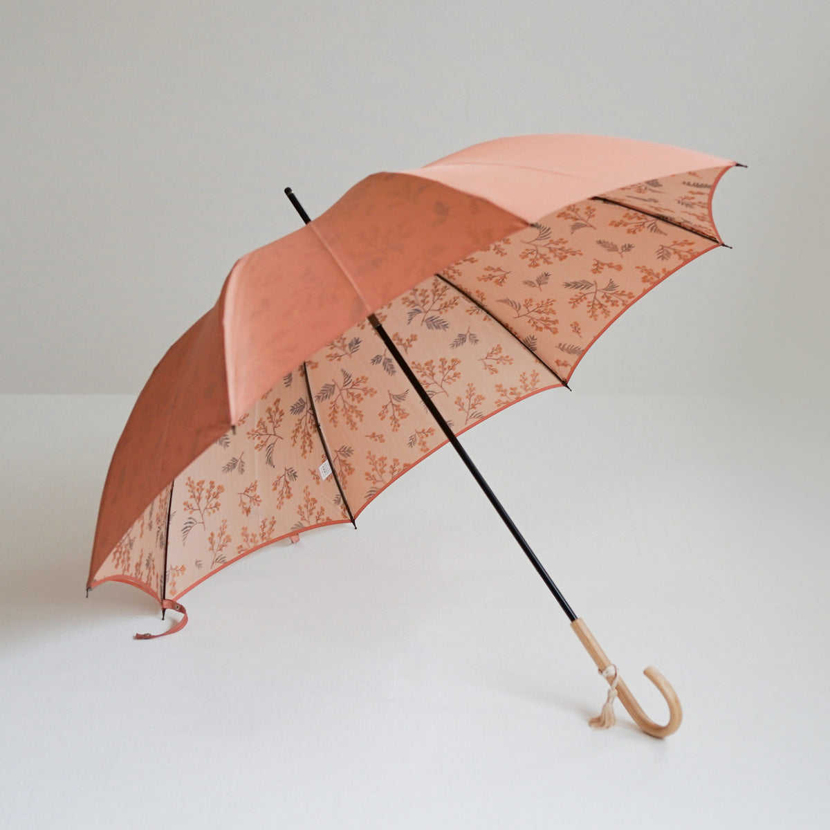 長傘 レディース 雨傘 UV 甲州織 カーボン骨 小宮商店 Bouquet コーラルベージュ