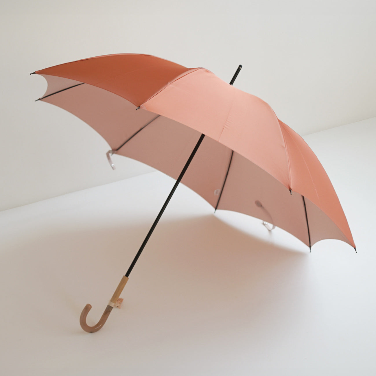 長傘 レディース 雨傘 UV 甲州織 カーボン骨 小宮商店 TwoPly コーラルピンク