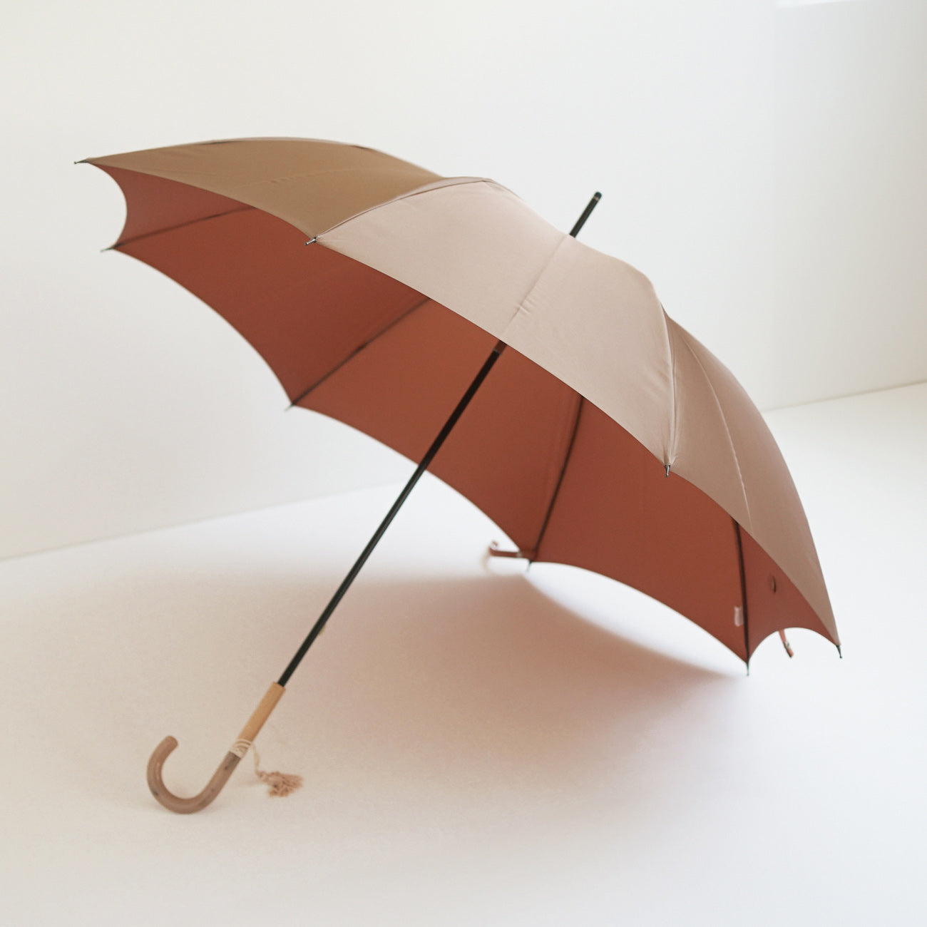 長傘 レディース 雨傘 UV 甲州織 カーボン骨 小宮商店 TwoPly グレージュ