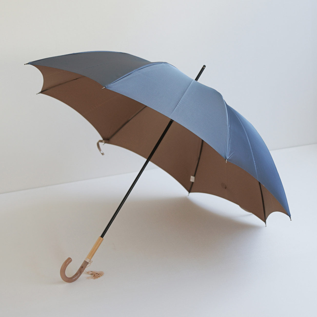 長傘 レディース 雨傘 UV 甲州織 カーボン骨 小宮商店 TwoPly スモーキーブルー