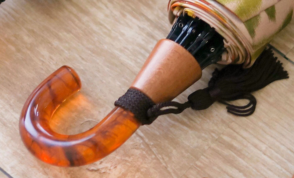 折りたたみ傘 レディース 雨傘 UV コロンとして持ちやすい、べっこう風のハンドル