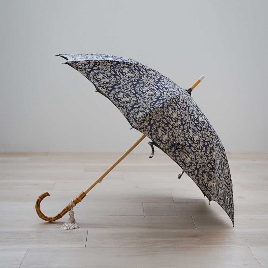 長傘 レディース 晴雨兼用 天然繊維の日傘 木製シャフト 小宮商店 正倉院裂 鴛鴦唐草文