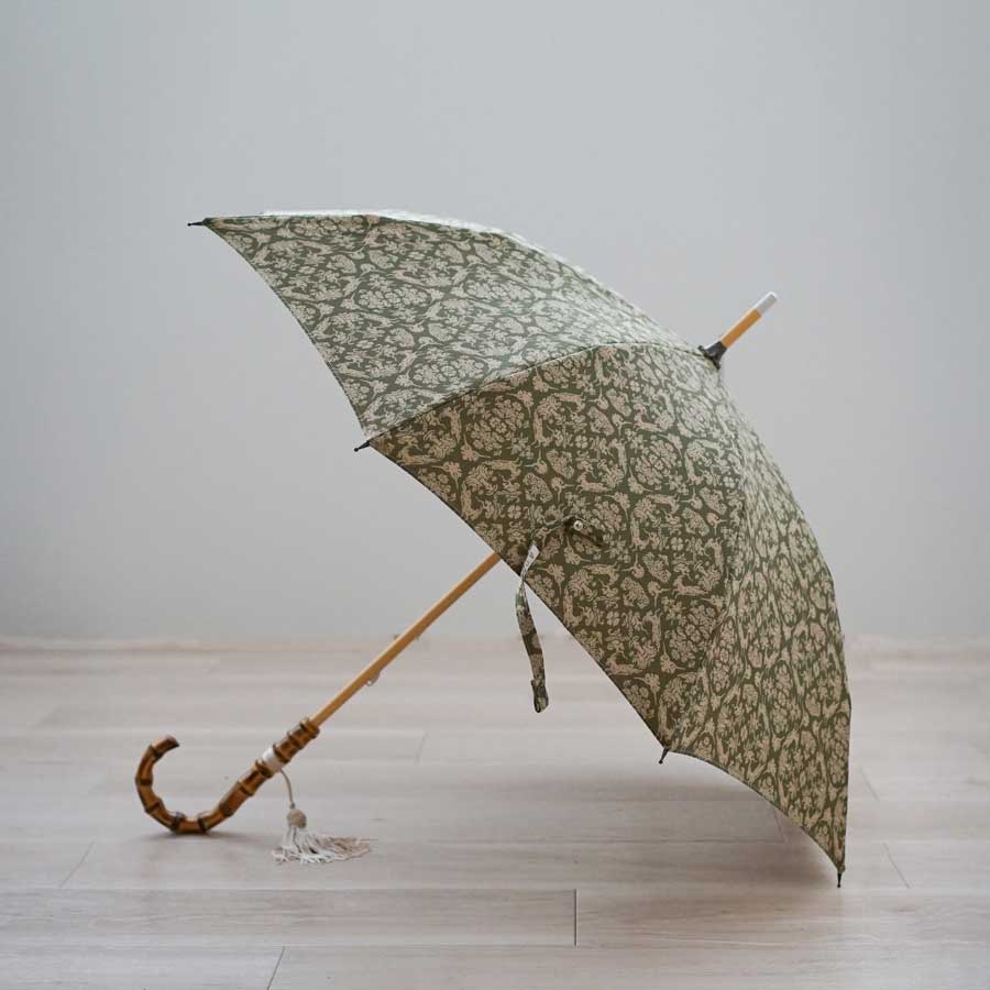 長傘 レディース 晴雨兼用 天然繊維の日傘 木製シャフト 小宮商店 正倉院裂 山羊文