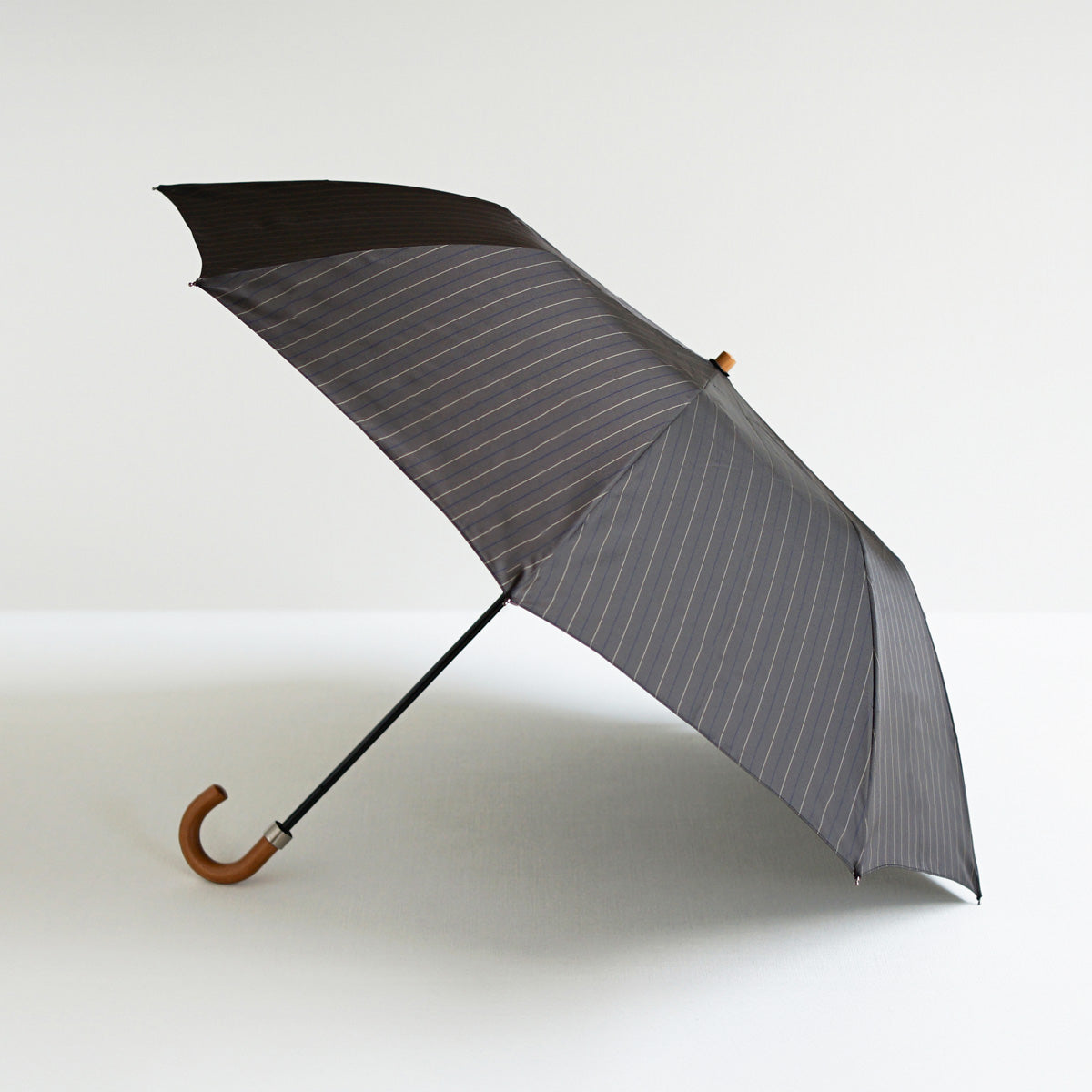 折りたたみ傘 レディース 雨傘 雨晴兼用傘 甲州織 ラクラク開閉 小宮商店 Twin Stripe グレー