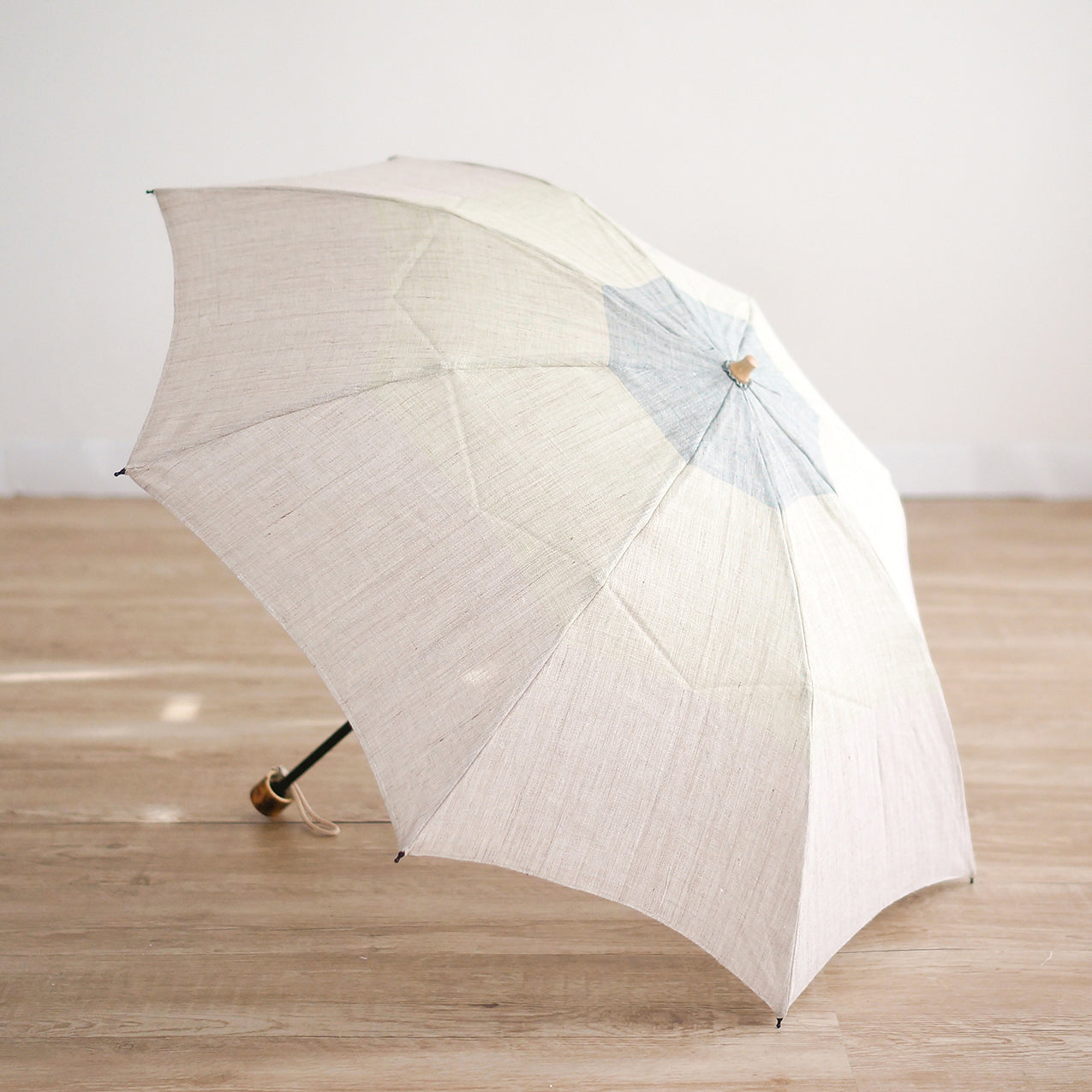 折りたたみ傘 レディース 日傘 晴雨兼用傘 天然繊維の日傘 2段折り 小宮商店 Natural Linen ベージュ