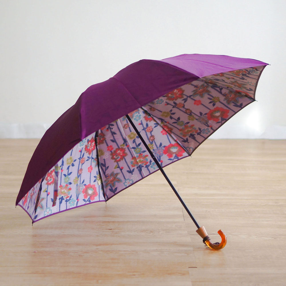 折りたたみ傘 レディース 雨傘 UV 小宮商店 和花 紫色