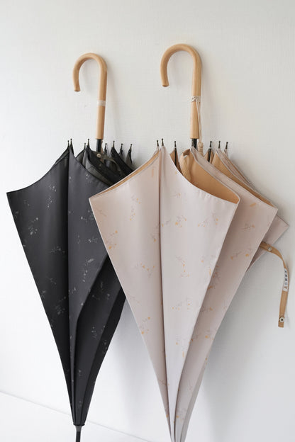 長傘 レディース 雨傘 UV 草花そのものを押し花のように生地に閉じ込め、光沢感を押さえたジャカードの織組織で上質感を表現した雨晴兼用傘です。