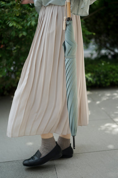 長傘 レディース 雨傘 捺染した仮糸と無地の糸を合わせて 二重に織り上げる「裏ほぐし織」