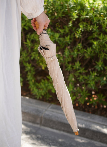 折りたたみ傘 レディース 晴雨兼用傘　染料を使用しないオーガニックコットン100％のカットドビー