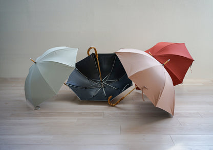 長傘 レディース 日傘・晴雨兼用傘 UVカット率99.9％以上 遮光率99.99％以上 ×天然素材