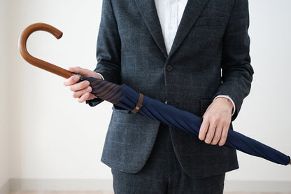 長傘 メンズ 雨傘 希少な小幅のシャトル織機で織り上げた織物