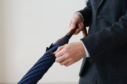 長傘 メンズ 雨傘 希少な小幅のシャトル織機で織り上げた織物