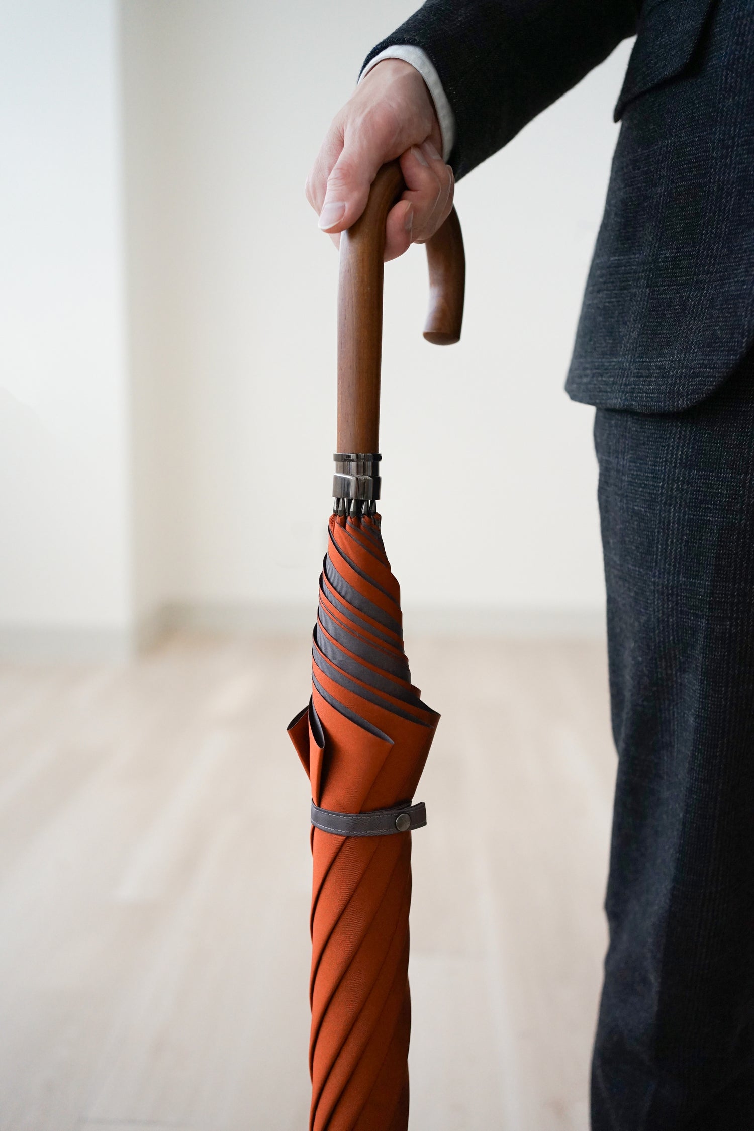 長傘 メンズ 雨傘 ネームバンドの色が さりげないアクセントに