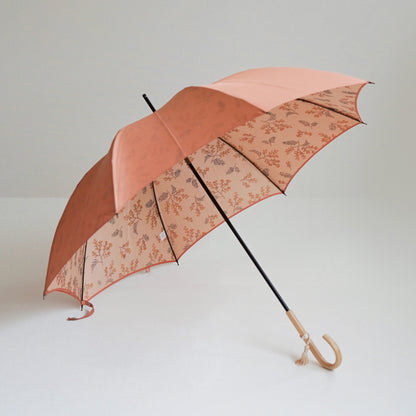 長傘 レディース 雨傘 UV 甲州織 カーボン骨 小宮商店 Bouquet コーラルベージュ