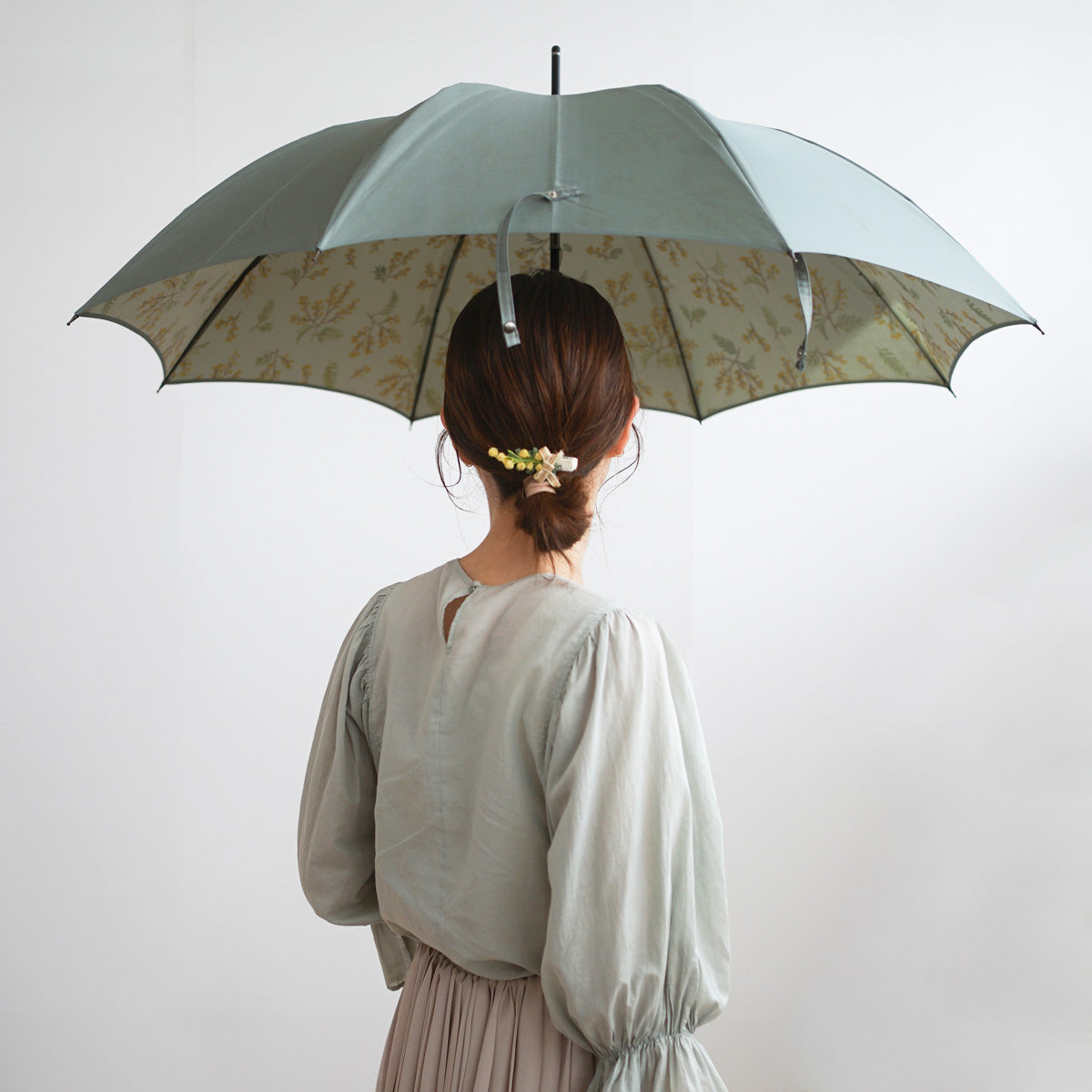長傘 レディース 雨傘 まるで花束のような、裏ほぐし織の傘
