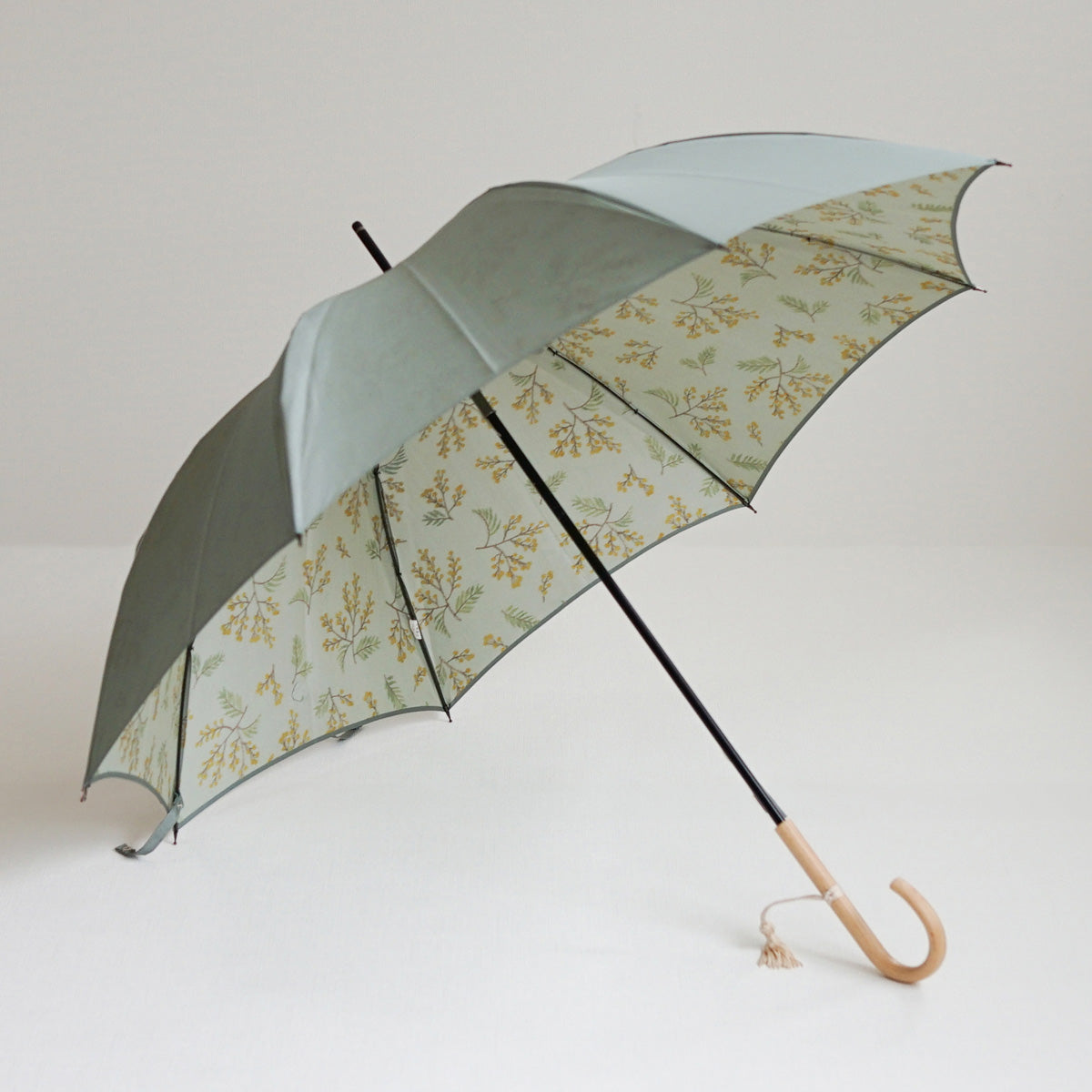 長傘 レディース 雨傘 UV 甲州織 カーボン骨 小宮商店 Bouquet スモーキーグリーン