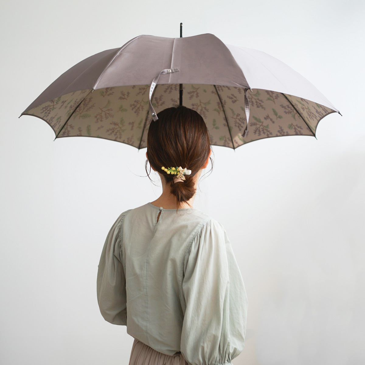 長傘 レディース 雨傘 まるで花束のような、裏ほぐし織の傘