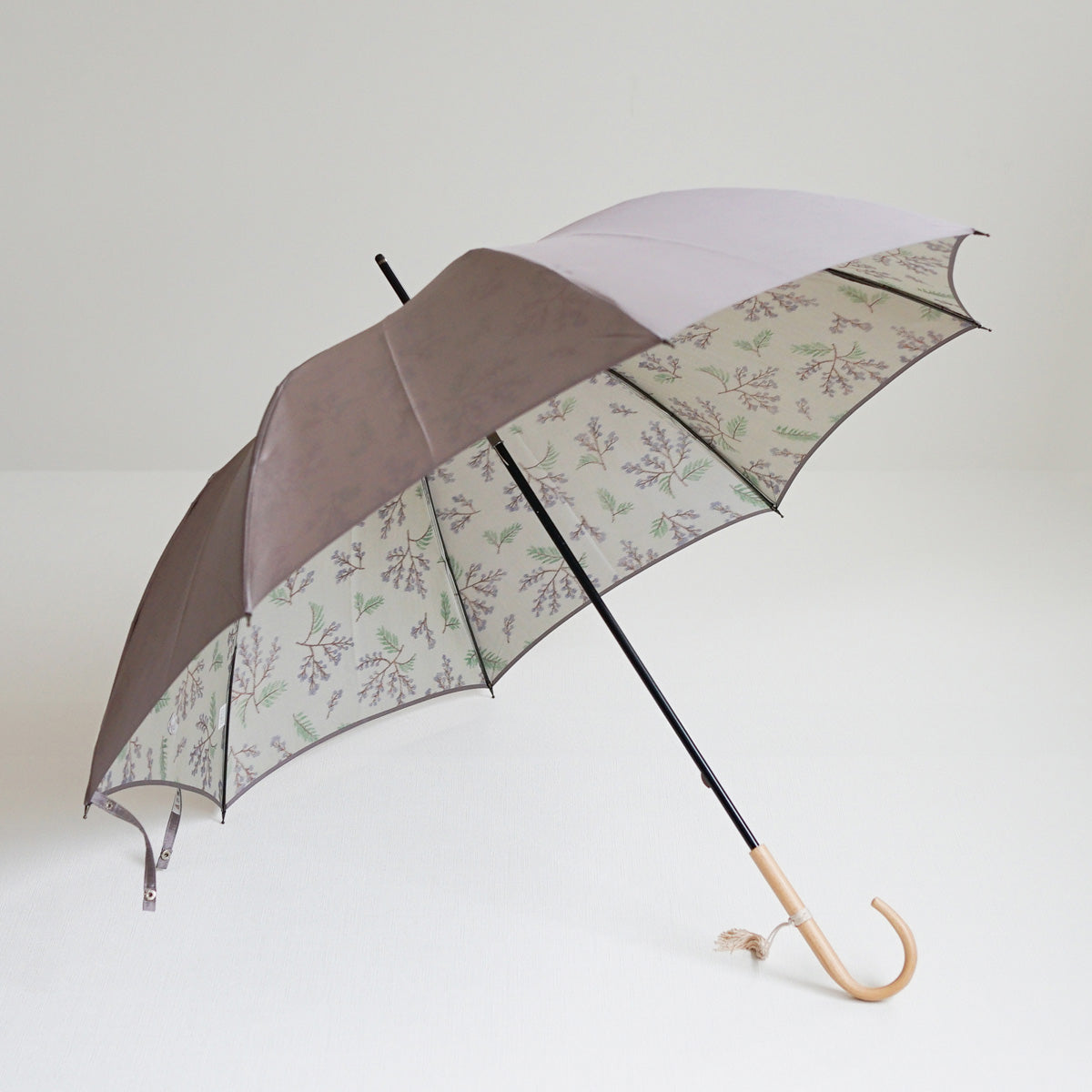 長傘 レディース 雨傘 UV 甲州織 カーボン骨 小宮商店 Bouquet ラベンダーグレー
