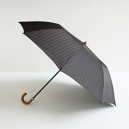 折りたたみ傘 レディース 雨傘 雨晴兼用傘 甲州織 ラクラク開閉 小宮商店 Twin Stripe グレー