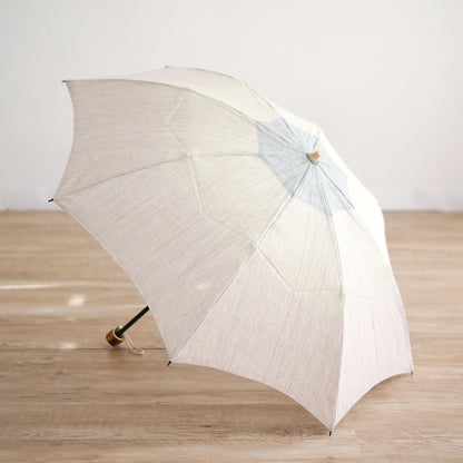 折りたたみ傘 レディース 日傘 晴雨兼用傘 天然繊維の日傘 2段折り 小宮商店 Natural Linen ベージュ