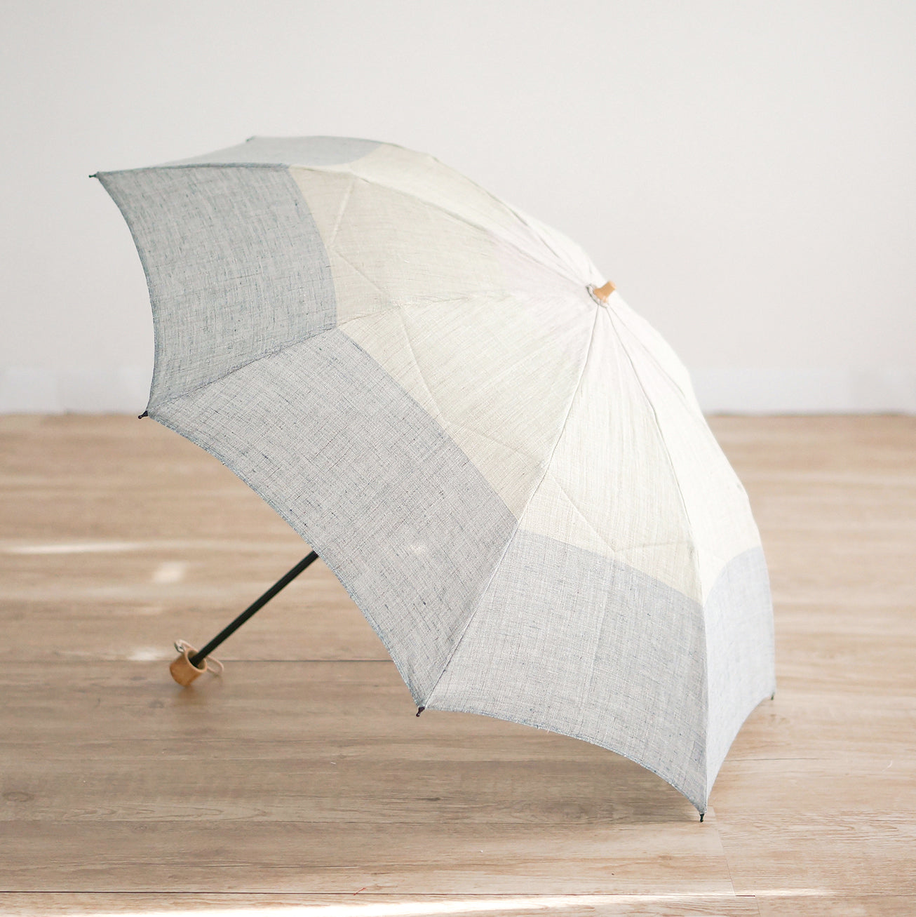 折りたたみ傘 レディース 日傘 晴雨兼用傘 天然繊維の日傘 2段折り 小宮商店 Natural Linen グリーン