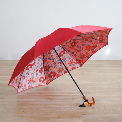 折りたたみ傘 レディース 雨傘 UV 小宮商店 和花 紅色